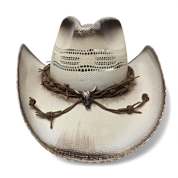 Dallas Hats Ghost Rider Cowboy Hat Men Barbed Wire Longhorn Straw Western M - Picture 1 of 8
